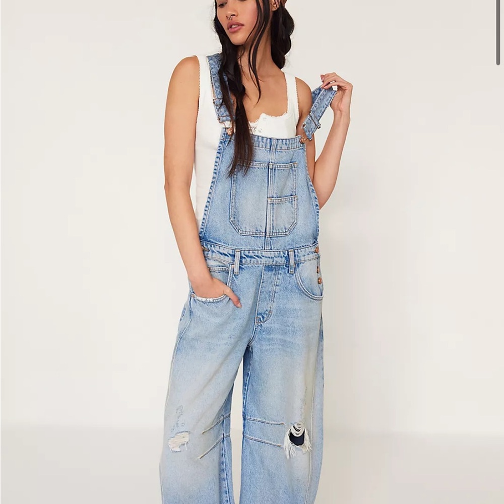 Free People Good Luck Denim Overalls